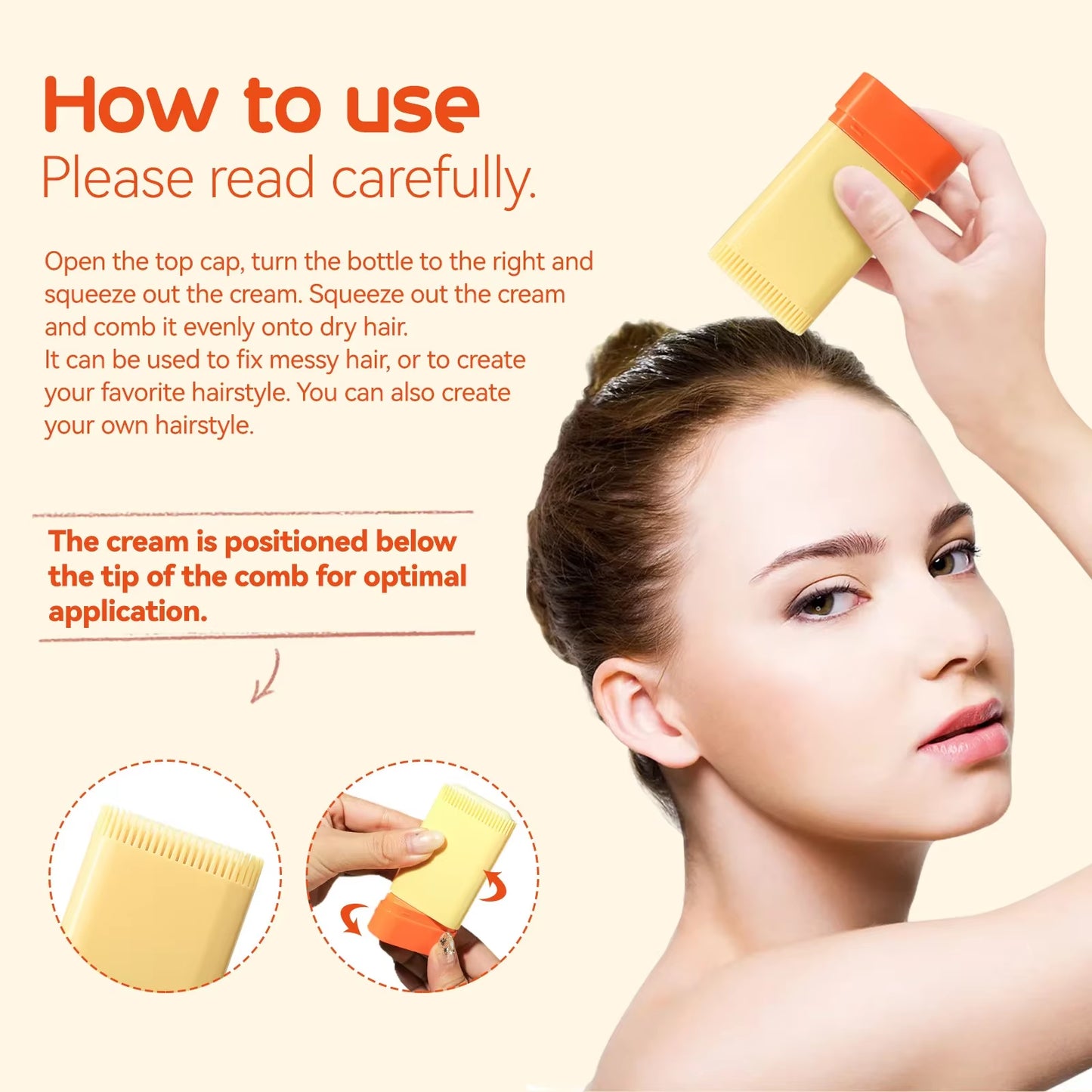 20G Hair Wax Stick Comb Teeth Hair Styling Cream Anti-Frizz for Men Women Children Edge Curly Hair Styling Product