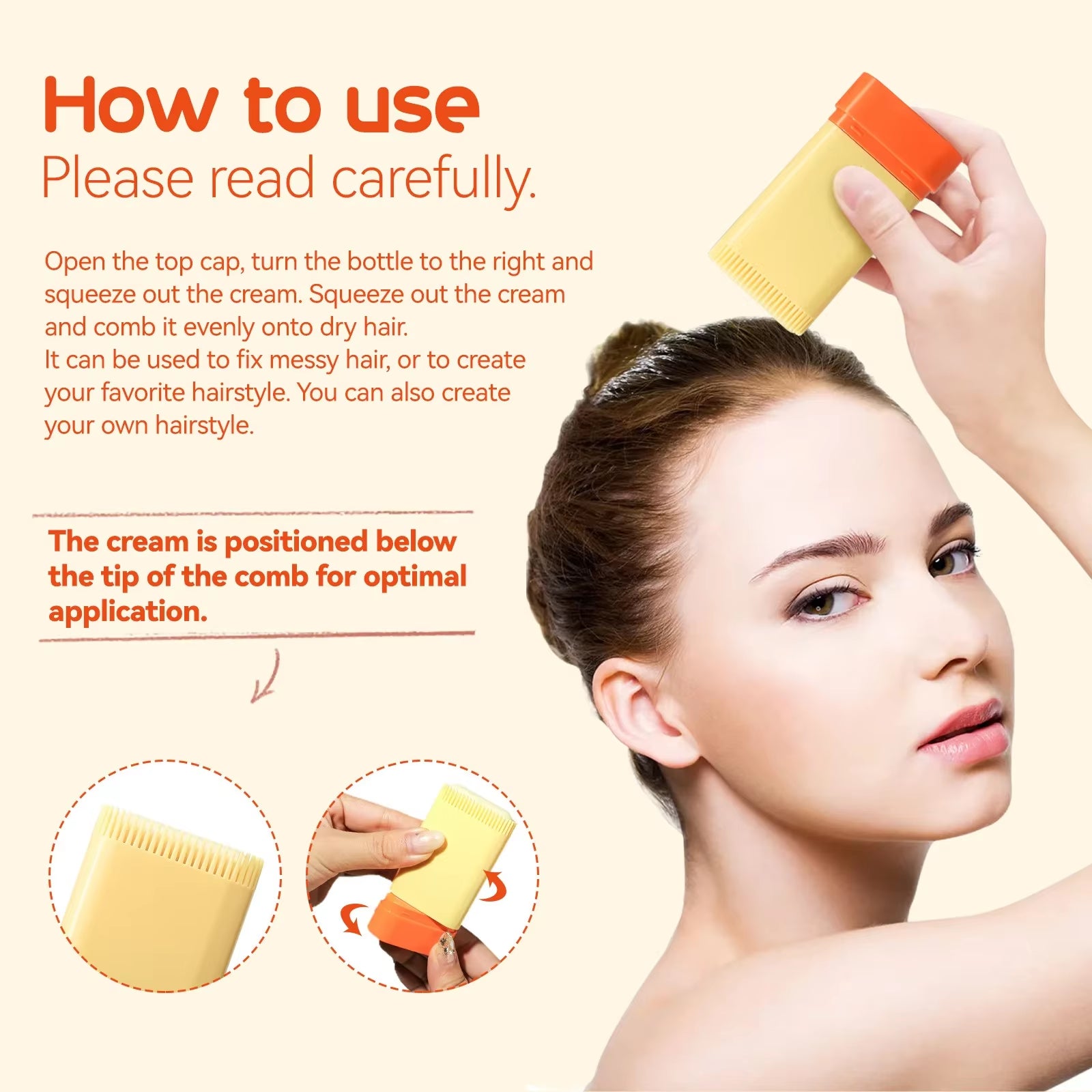 20G Hair Wax Stick Comb Teeth Hair Styling Cream Anti-Frizz for Men Women Children Edge Curly Hair Styling Product