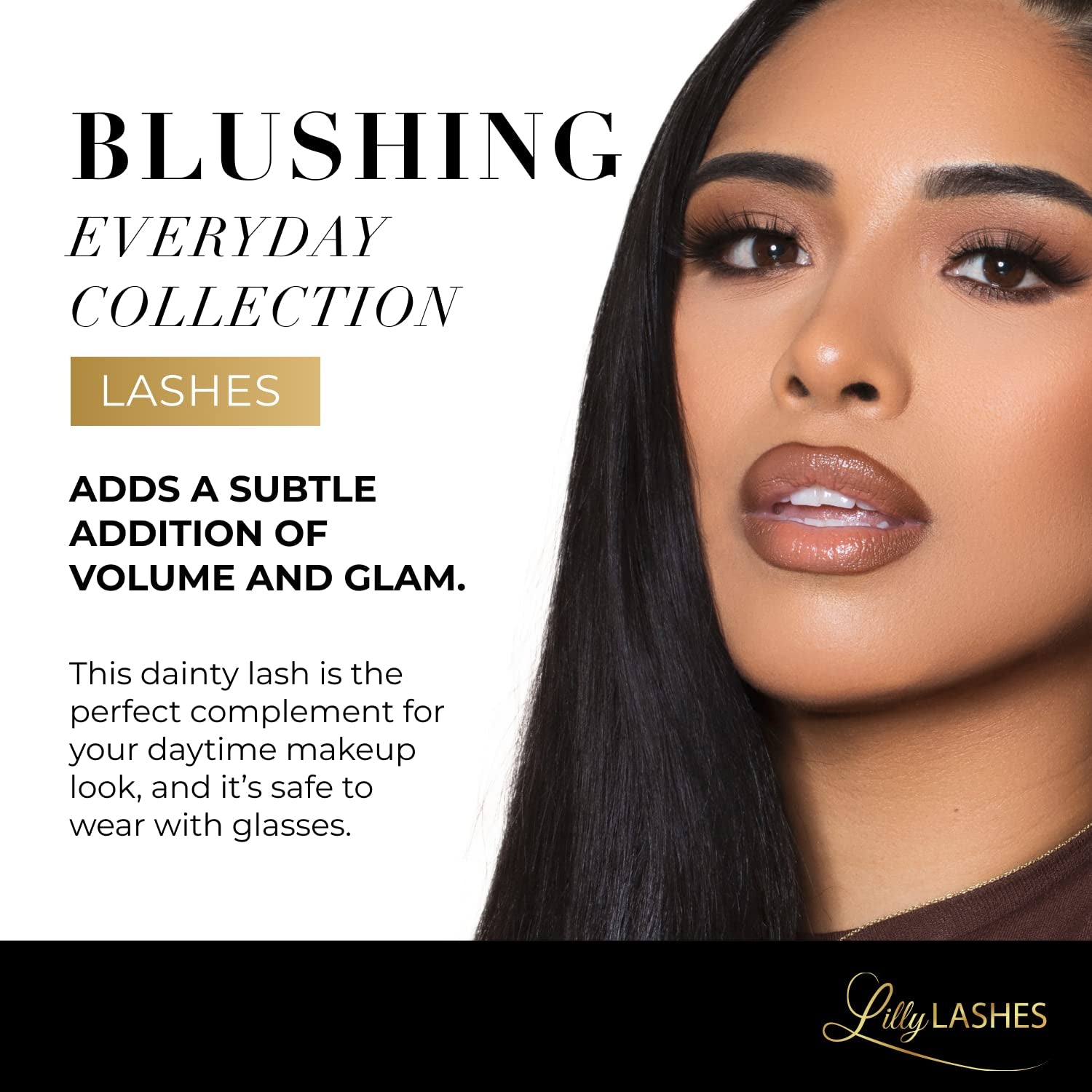 Everyday Blushing Natural Lashes, Faux Mink Natural Eyelashes, False Eyelashes Everyday Use, Individual Lashes Reusable up to 20X, No Lash Glue Included (13Mm)